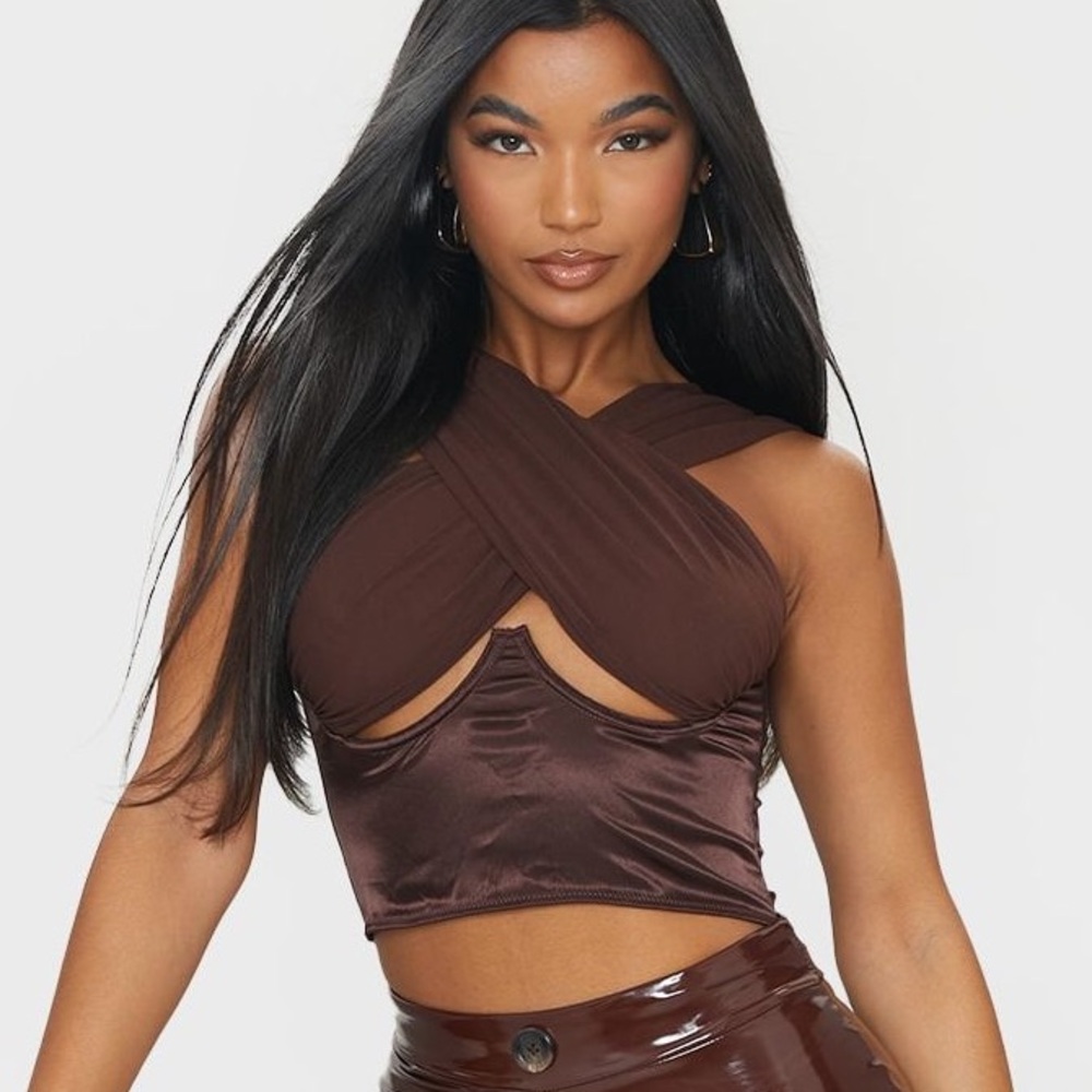 Brown Underwire Crop Top